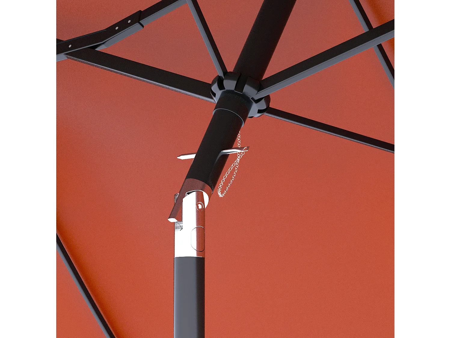 Ombrellone da giardino doppio e manovella 295x152x222cm rosso