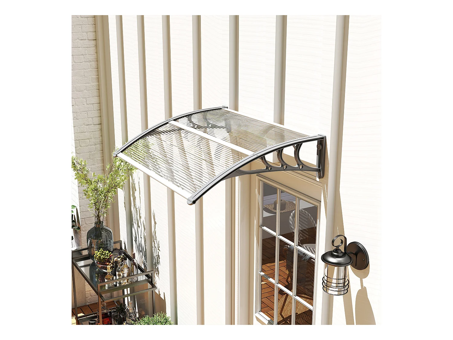 Pensilina da esterno anti-uv per porte e finestre 100x80 cm
