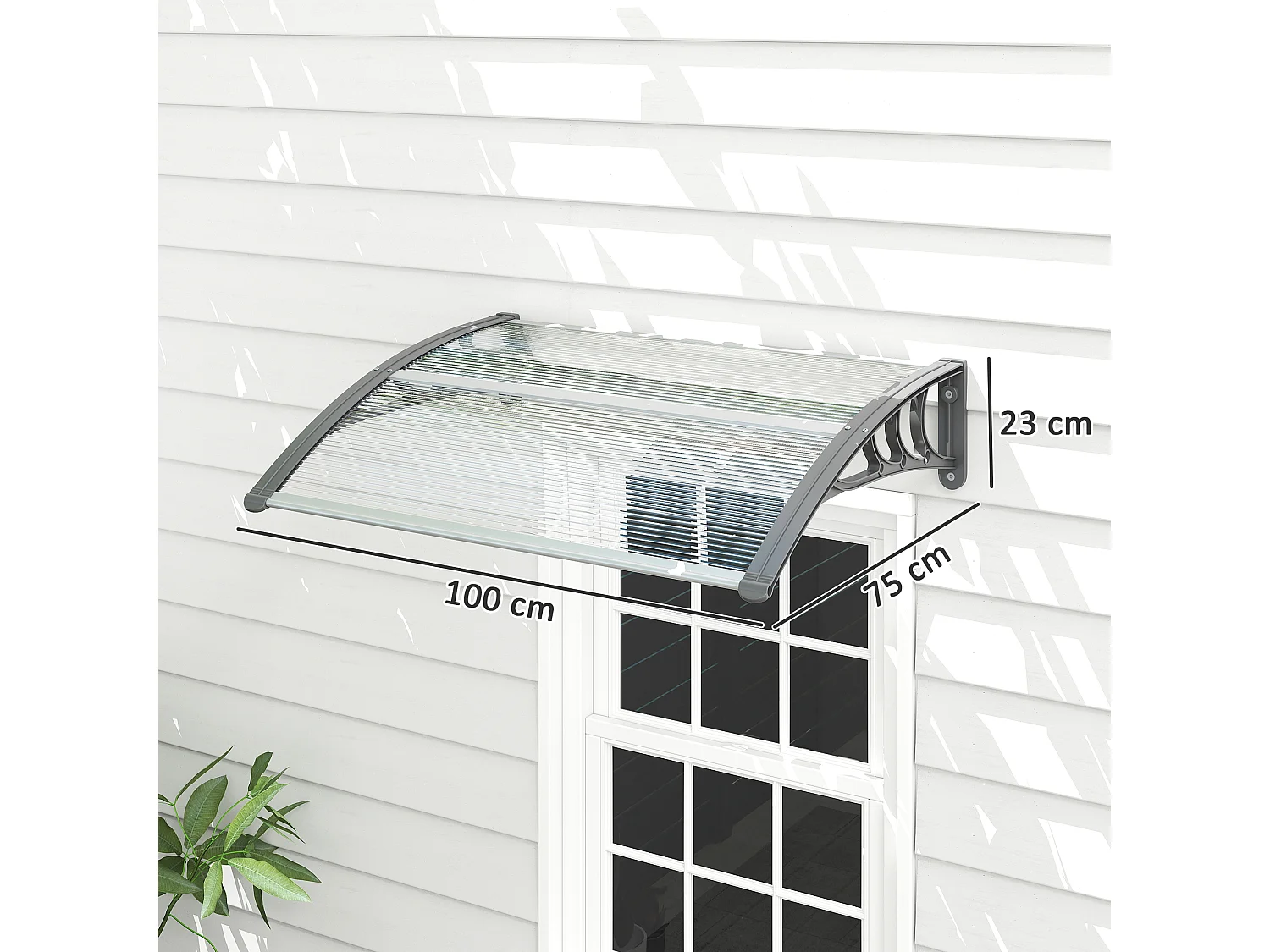 Pensilina da esterno anti-uv per porte e finestre 100x80 cm