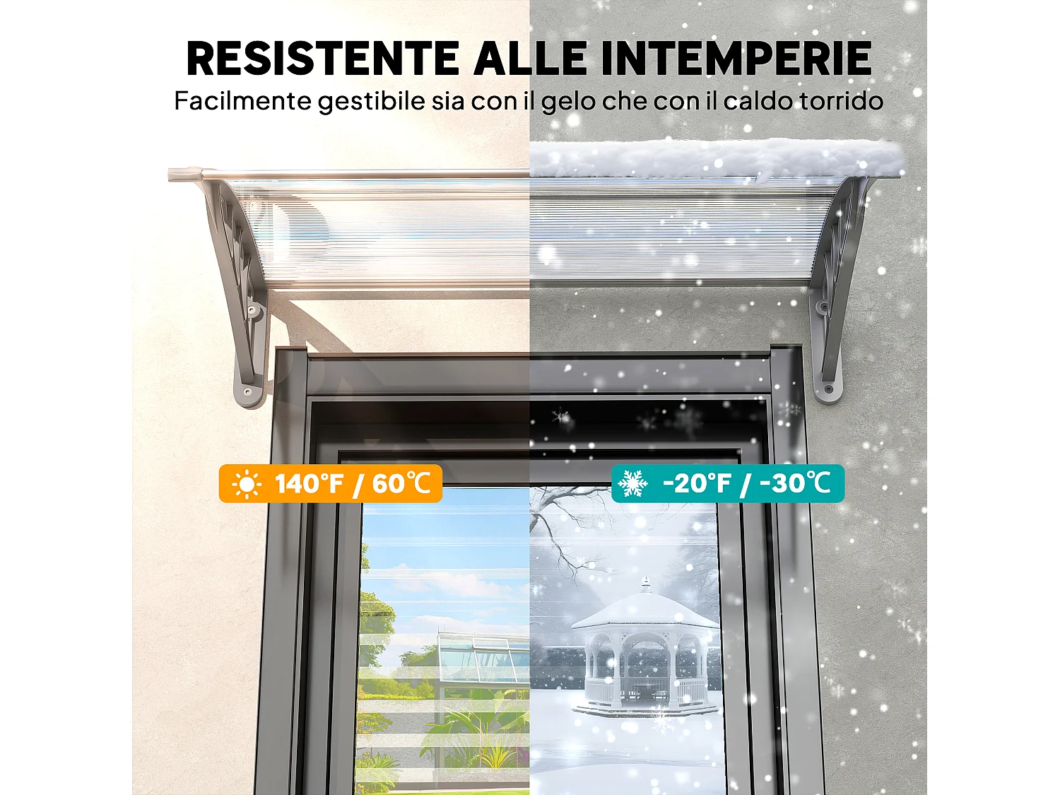 Pensilina da esterno anti-uv per porte e finestre 100x80 cm