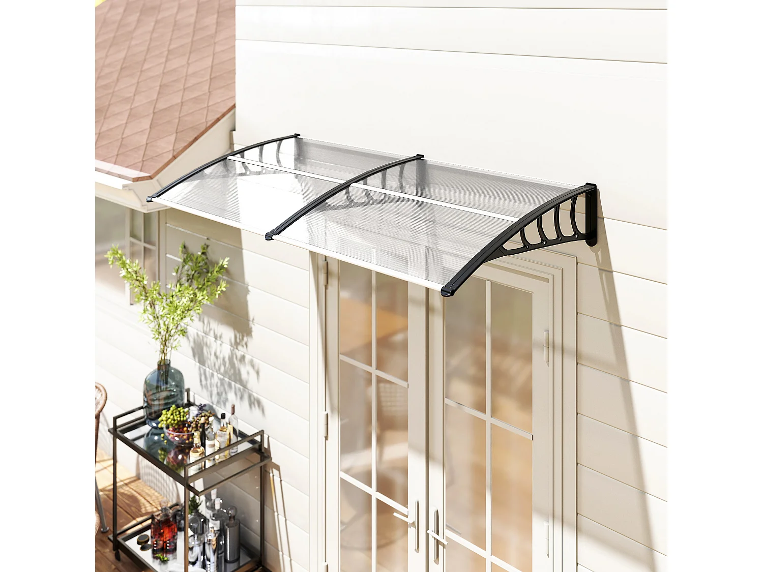 Tettoia esterna con supporto per finestre balconi porte in pp nero