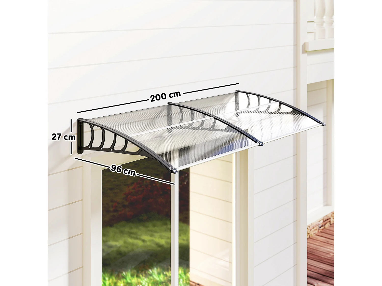 Tettoia esterna con supporto per finestre balconi porte in pp nero