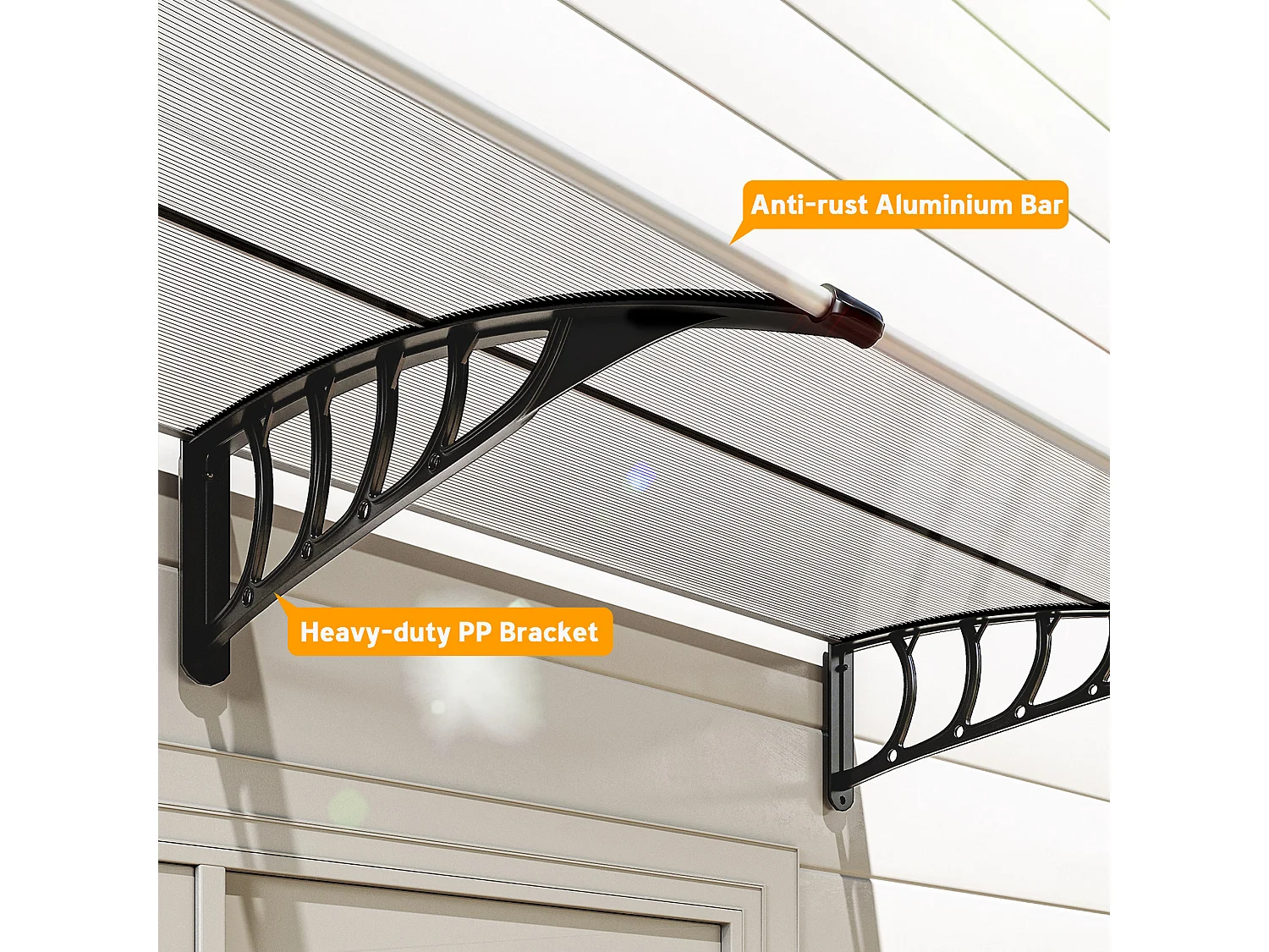 Tettoia esterna con supporto per finestre balconi porte in pp nero