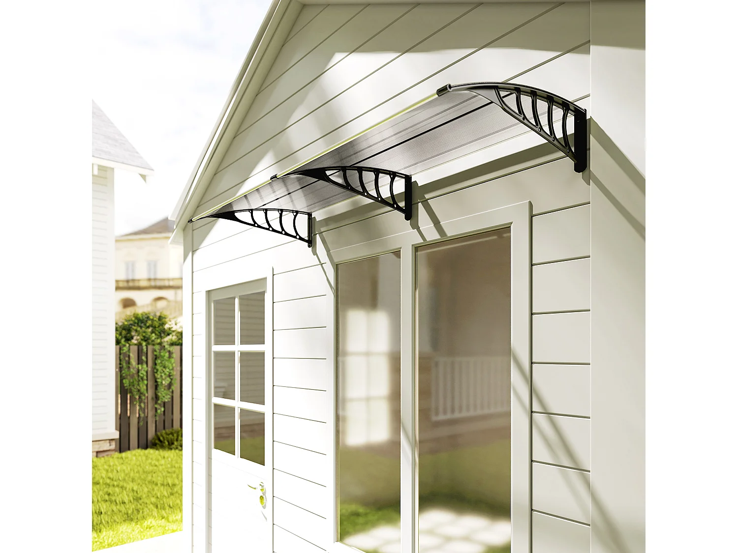 Tettoia esterna con supporto per finestre balconi porte in pp nero