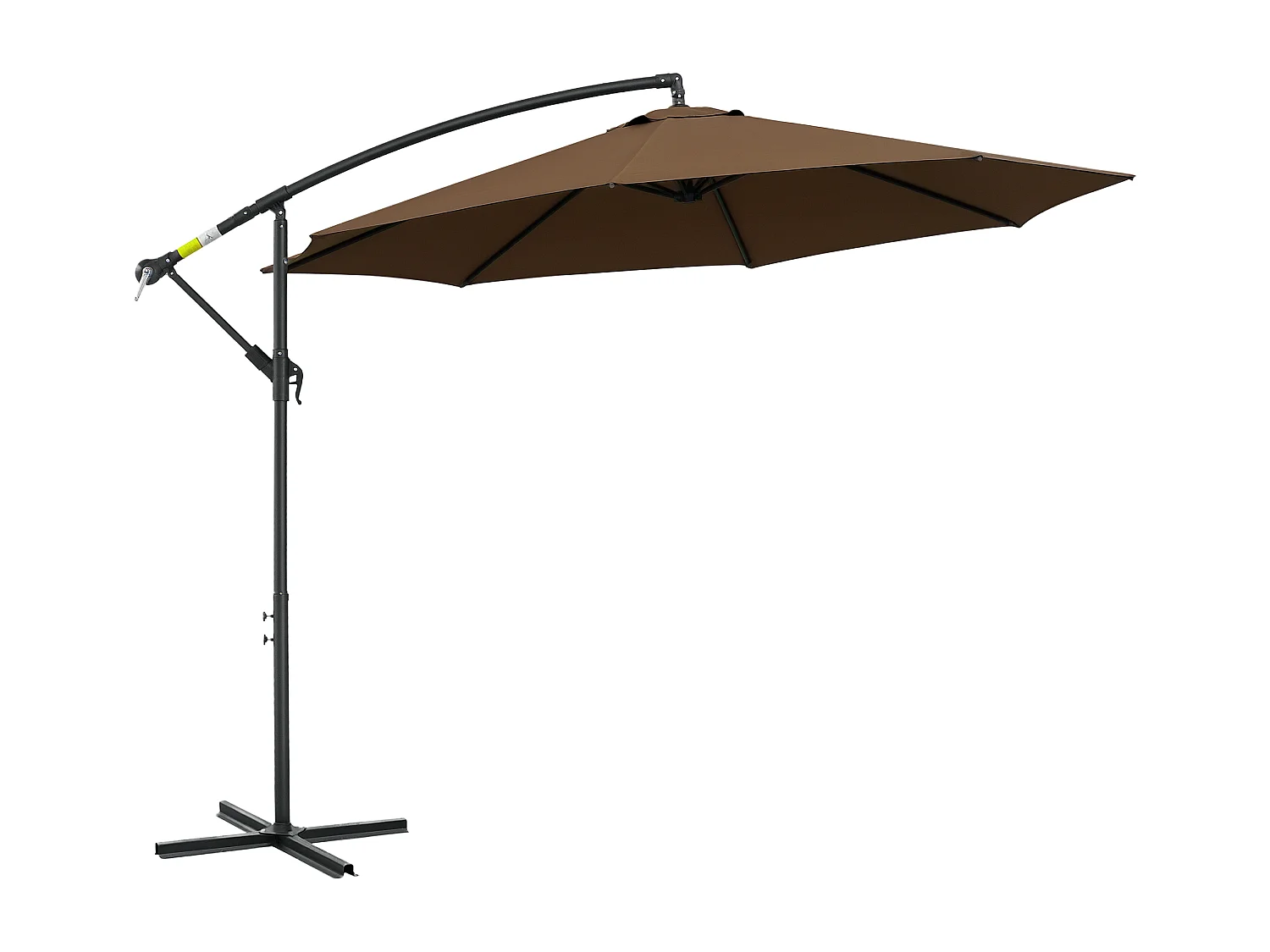 Ombrellone decentrato ø3x2.5 m con base a croce e manovella caffè