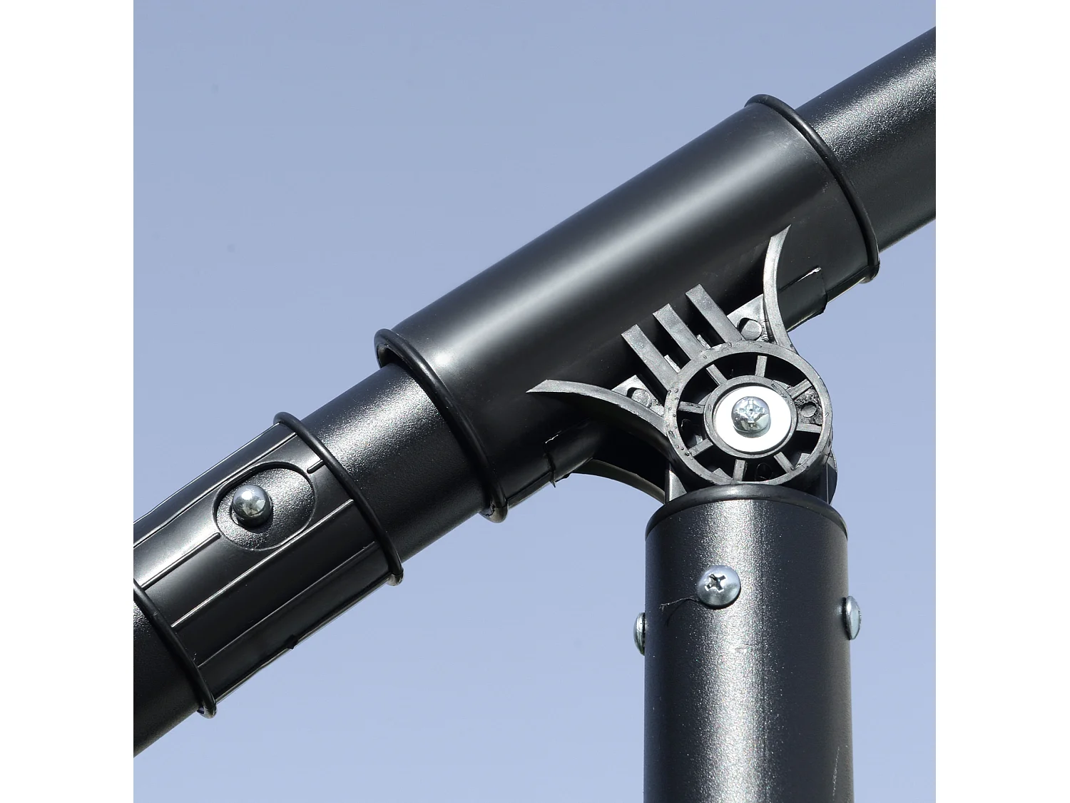 Ombrellone da giardino a braccio inclinabile con manovella grigio