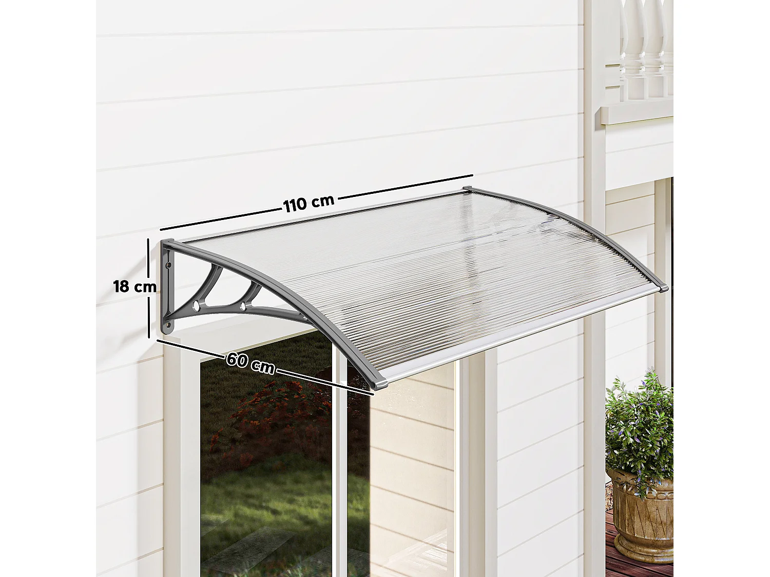 Tettoia moderna con supporto per finestre e porte in policarbonato