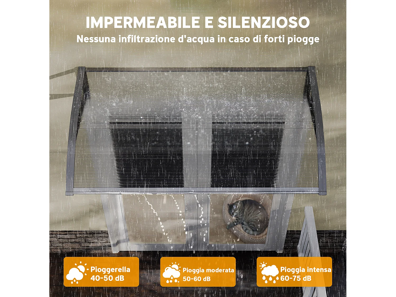 Tettoia moderna con supporto per finestre e porte in policarbonato