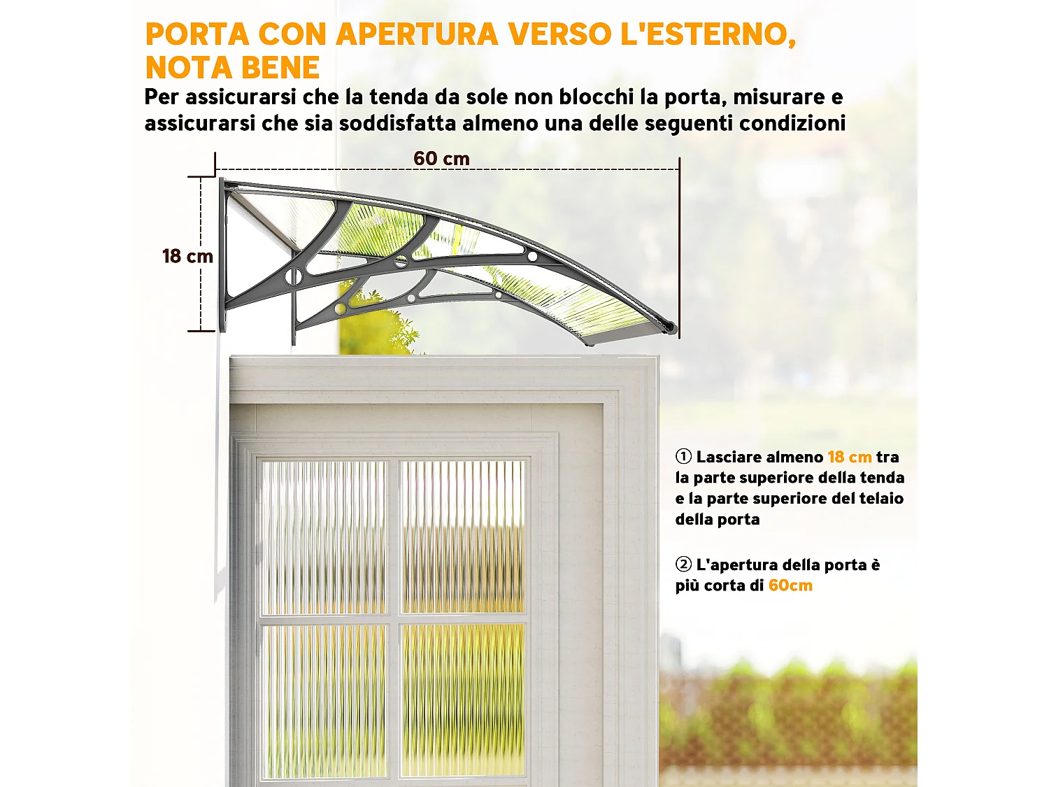 Tettoia moderna con supporto per finestre e porte in policarbonato