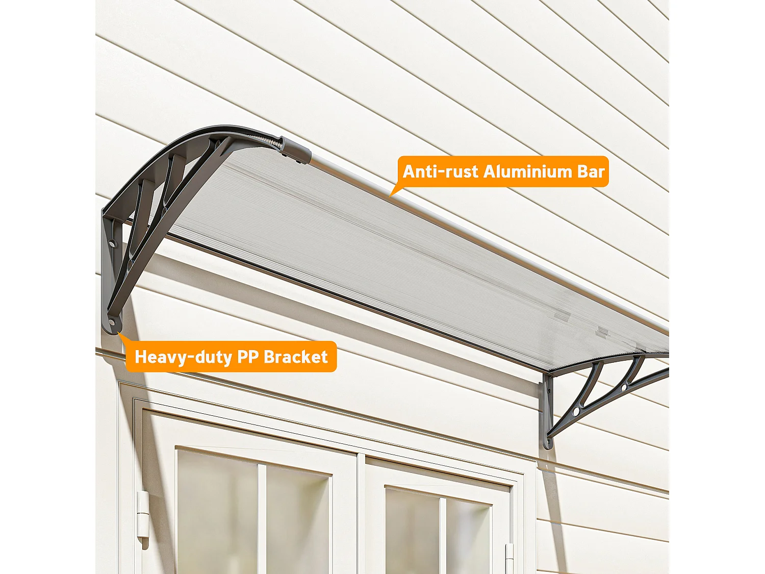 Tettoia moderna con supporto per finestre e porte in policarbonato