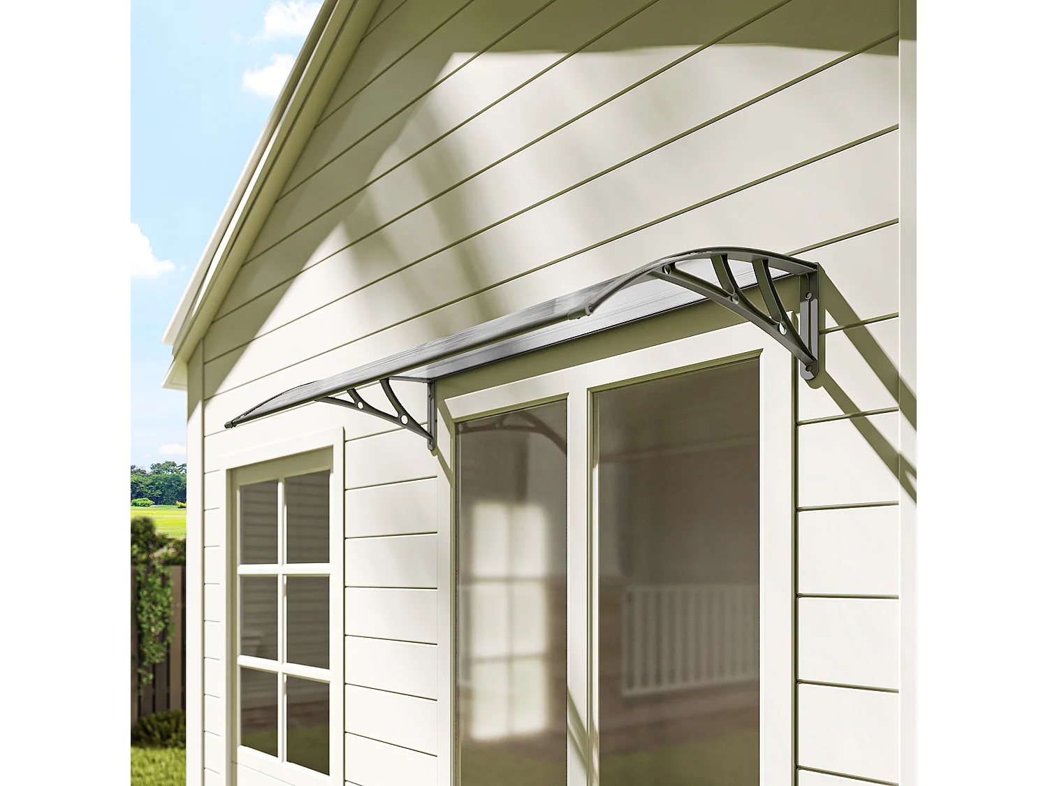 Tettoia moderna con supporto per finestre e porte in policarbonato