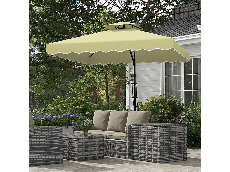 Ombrellone decentrato 2.5x2.5 m con base a croce e manovella beige