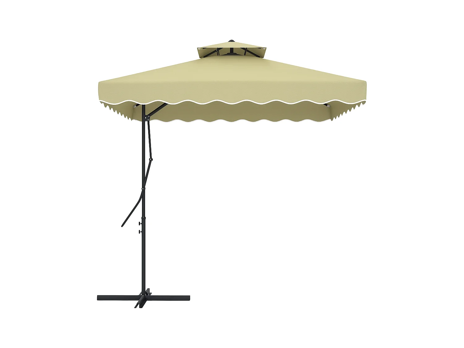 Ombrellone decentrato 2.5x2.5 m con base a croce e manovella beige