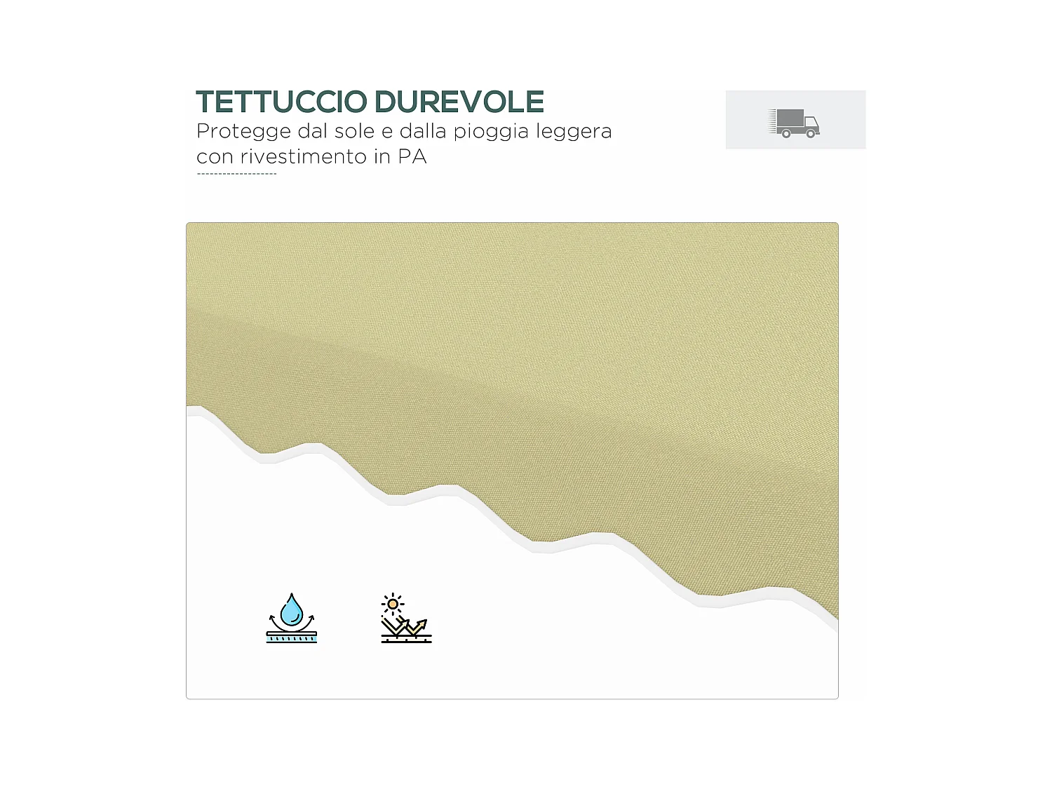 Ombrellone decentrato 2.5x2.5 m con base a croce e manovella beige