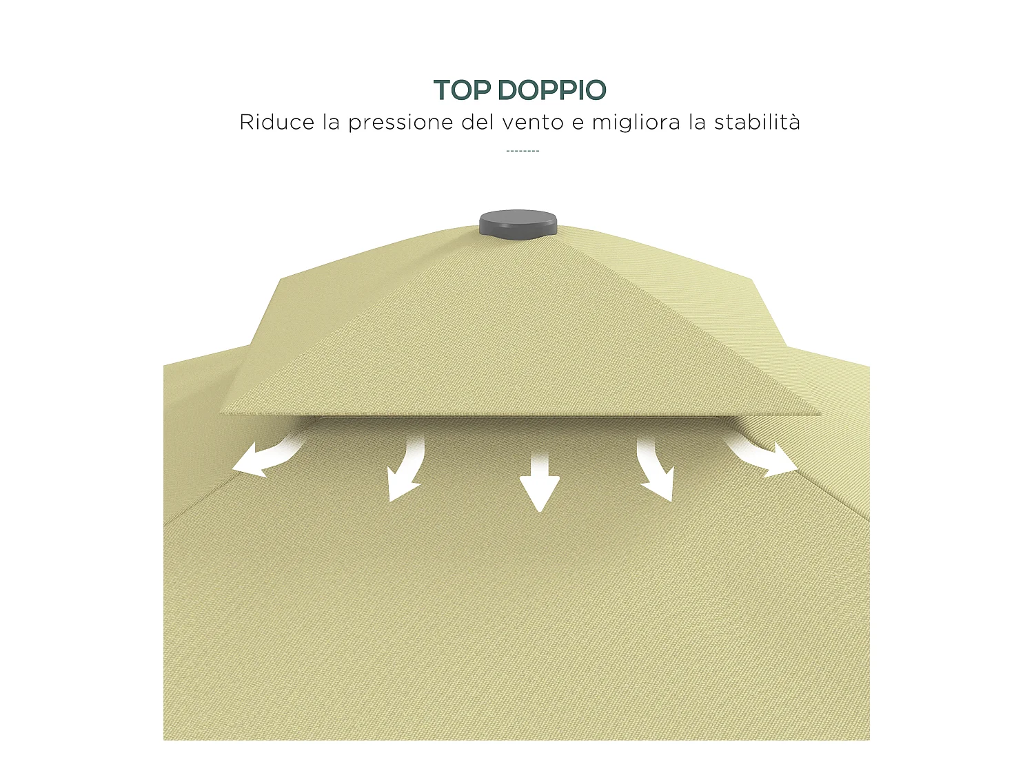 Ombrellone decentrato 2.5x2.5 m con base a croce e manovella beige