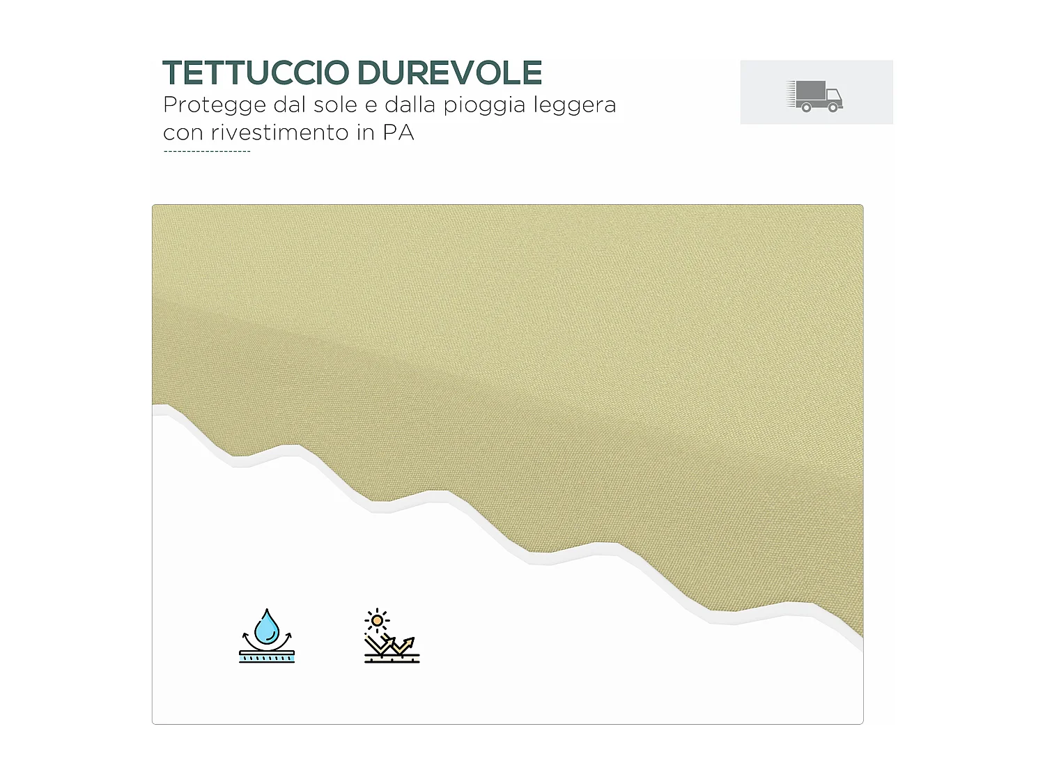 Ombrellone decentrato 2.5x2.5 m con base a croce e manovella beige