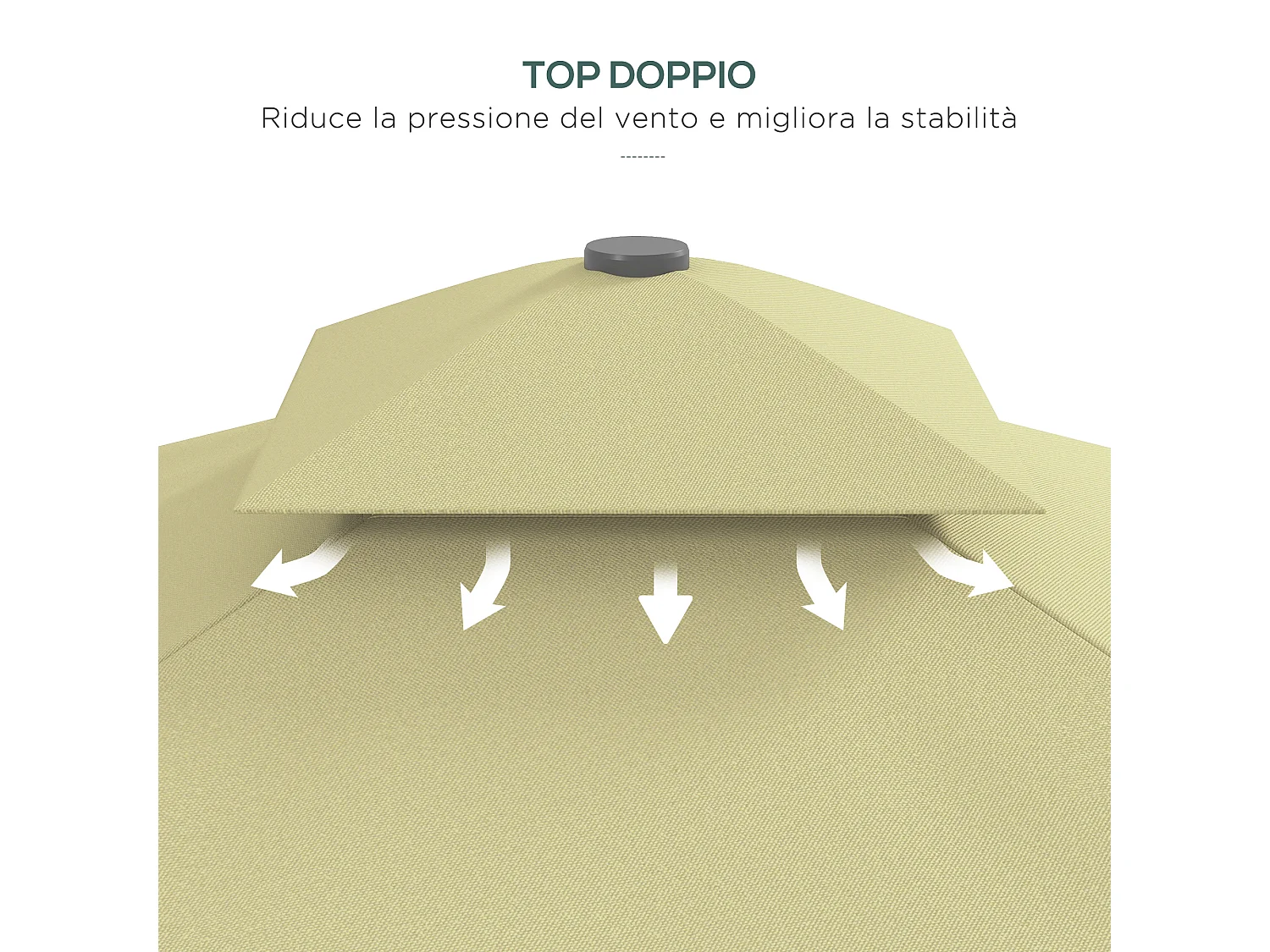 Ombrellone decentrato 2.5x2.5 m con base a croce e manovella beige