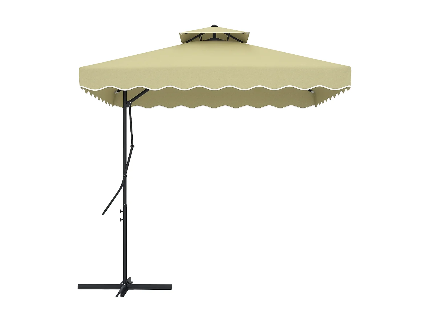 Ombrellone decentrato 2.5x2.5 m con base a croce e manovella beige