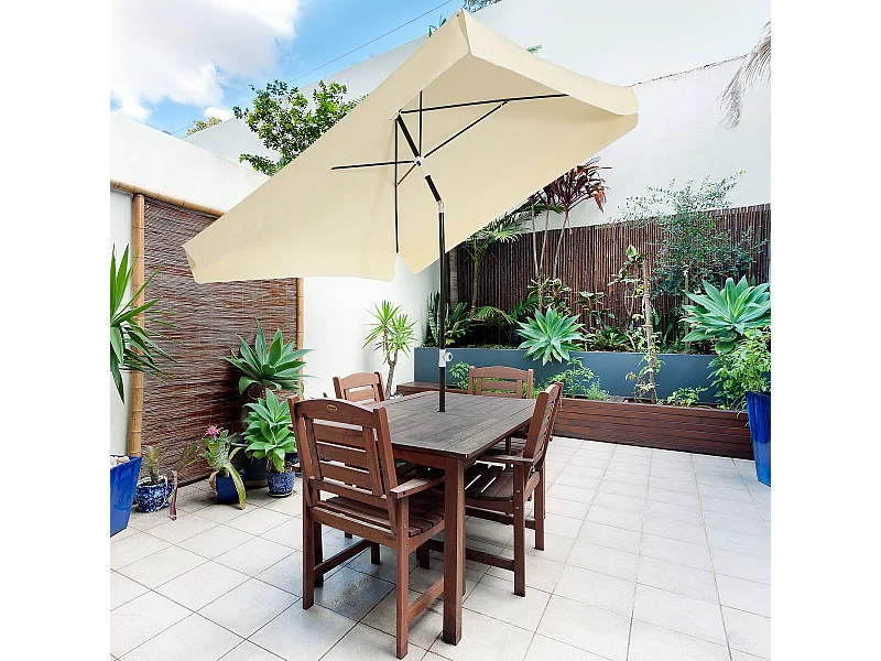 Ombrellone da esterno 2x2 m con tettuccio quadrato crema