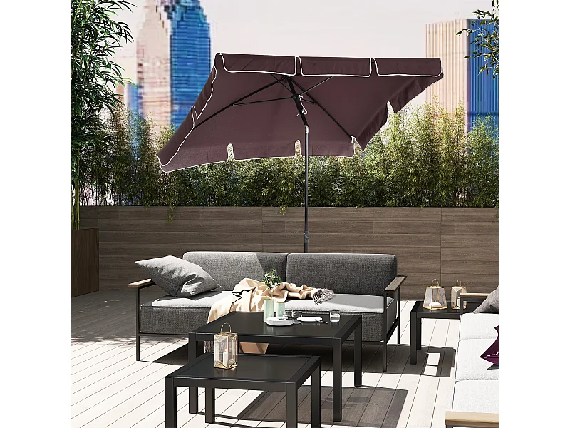 Ombrellone da giardino 2x1.3x2.5 m regolabile marrone