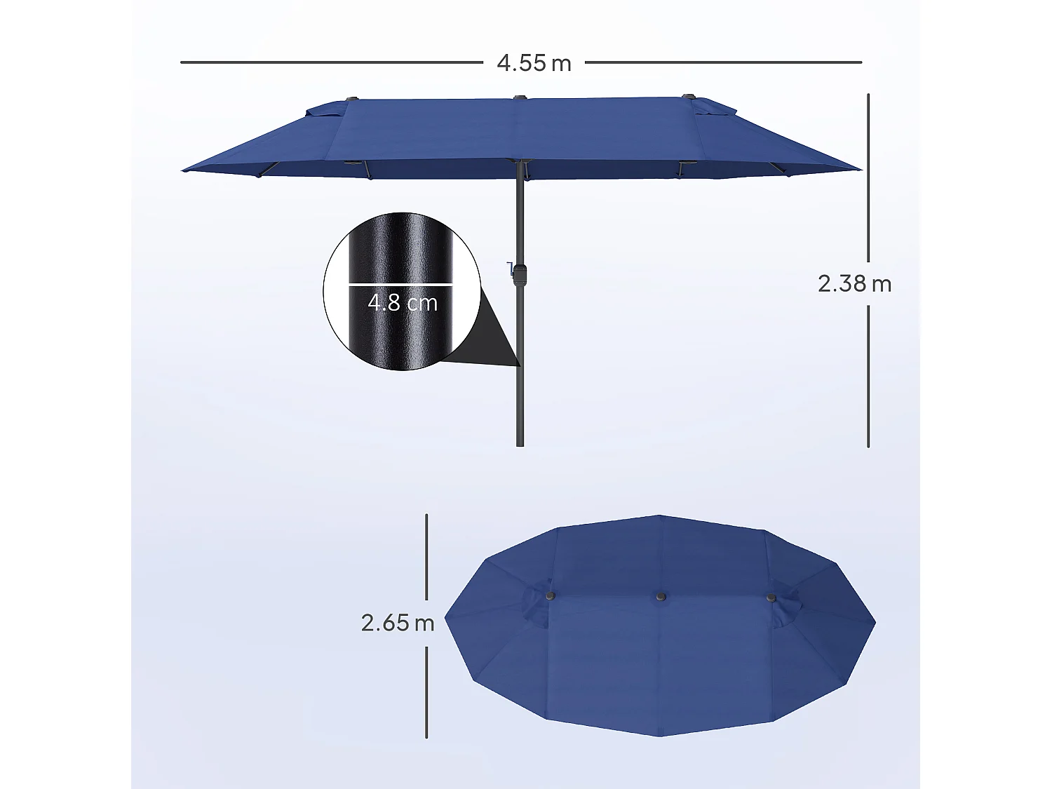 Ombrellone da giardino doppio con apertura a manovella