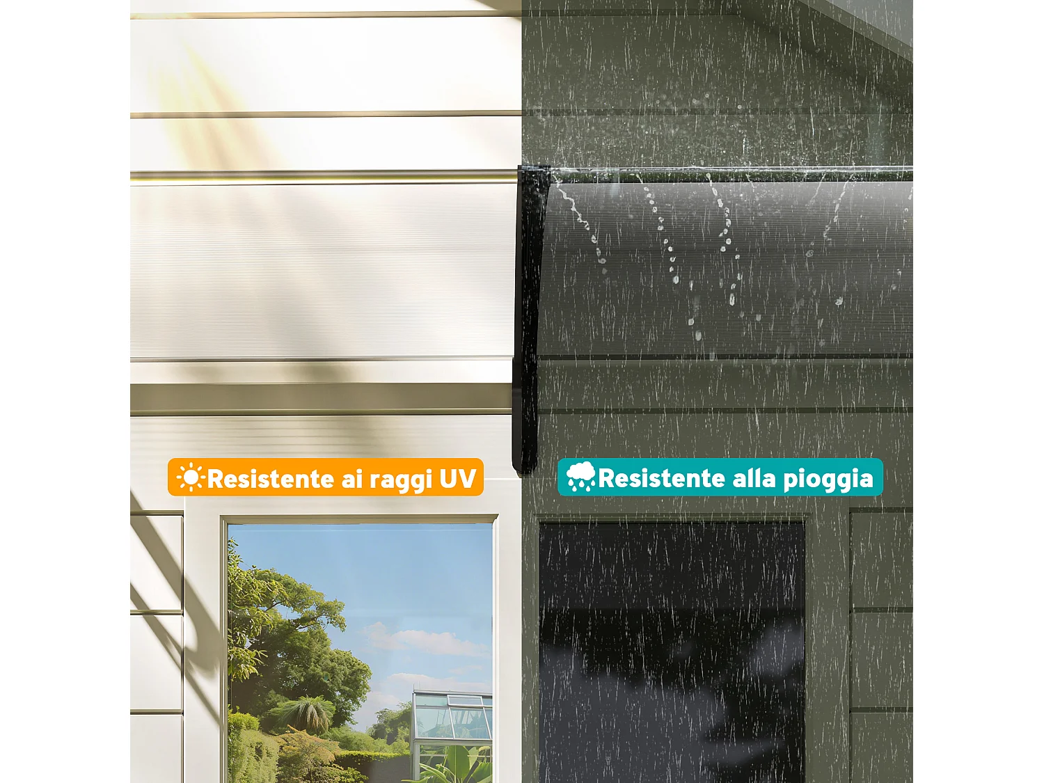 Tettoia pensilina per porta e finestra in policarbonato 195x75 cm