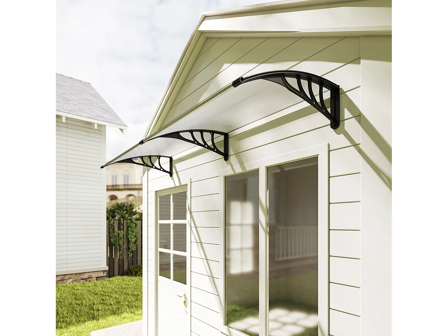 Tettoia pensilina per porta e finestra in policarbonato 195x75 cm