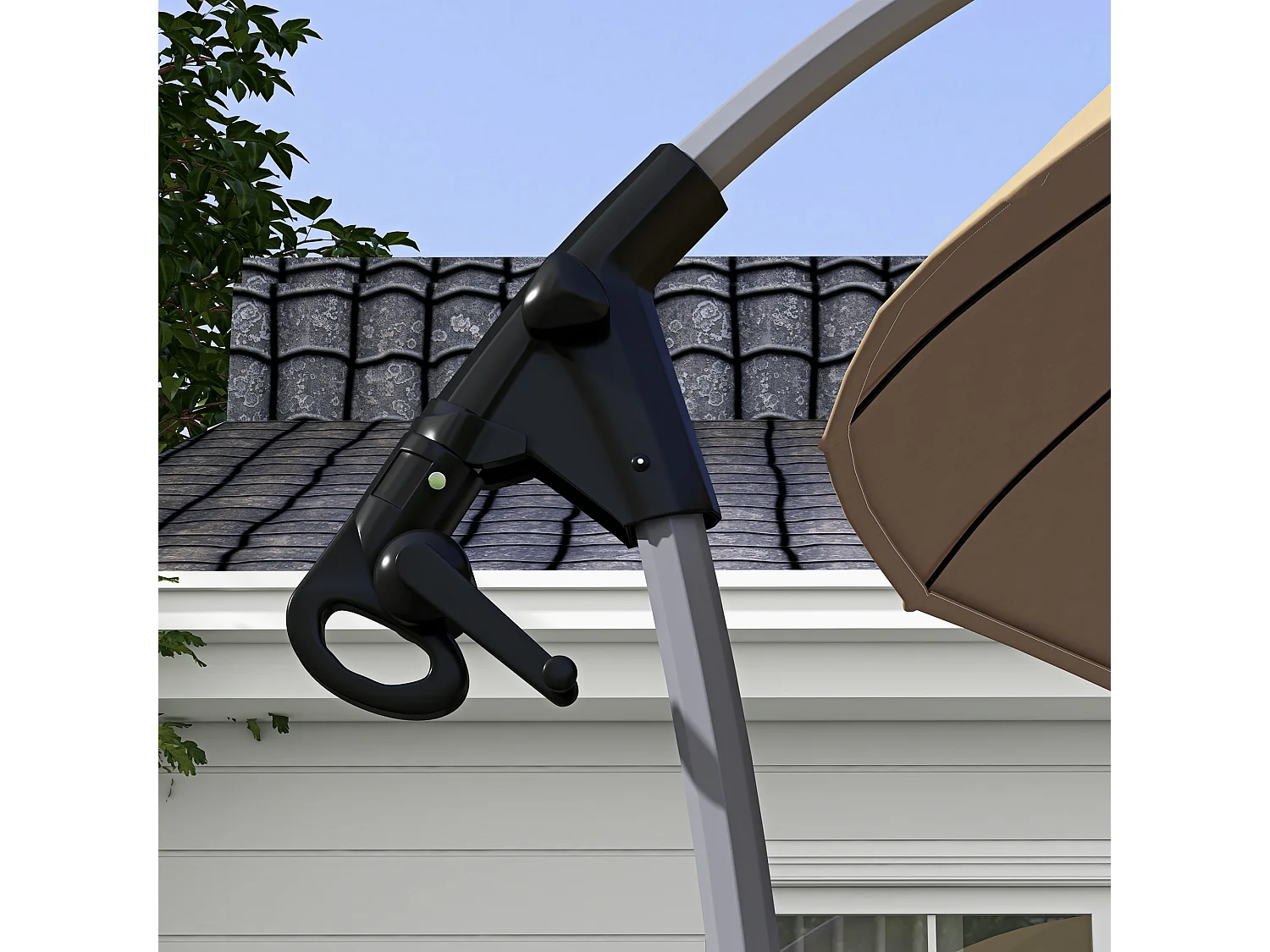 Ombrellone da giardino decentrato 2.7m con manovella cachi