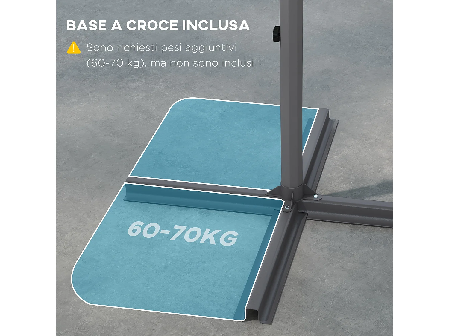 Ombrellone da giardino decentrato 2.7m con manovella cachi