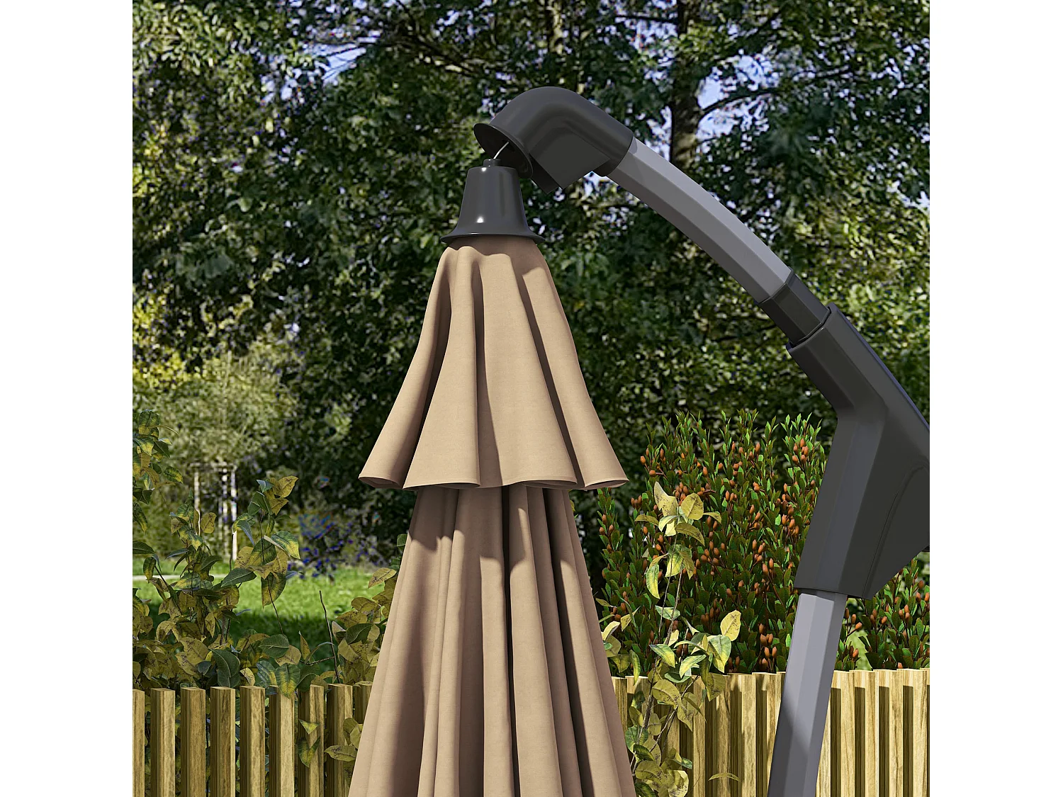 Ombrellone da giardino decentrato 2.7m con manovella cachi