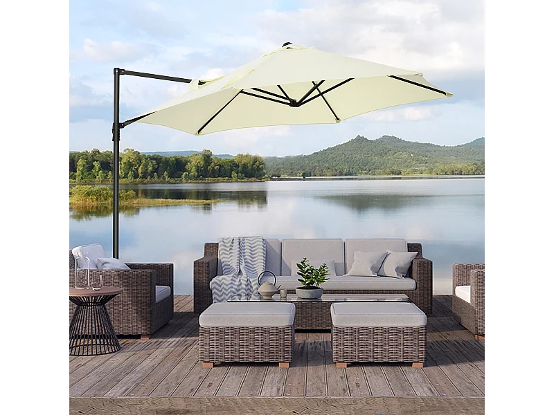 Ombrellone da giardino 2.6x2.5m girevole con manovella beige