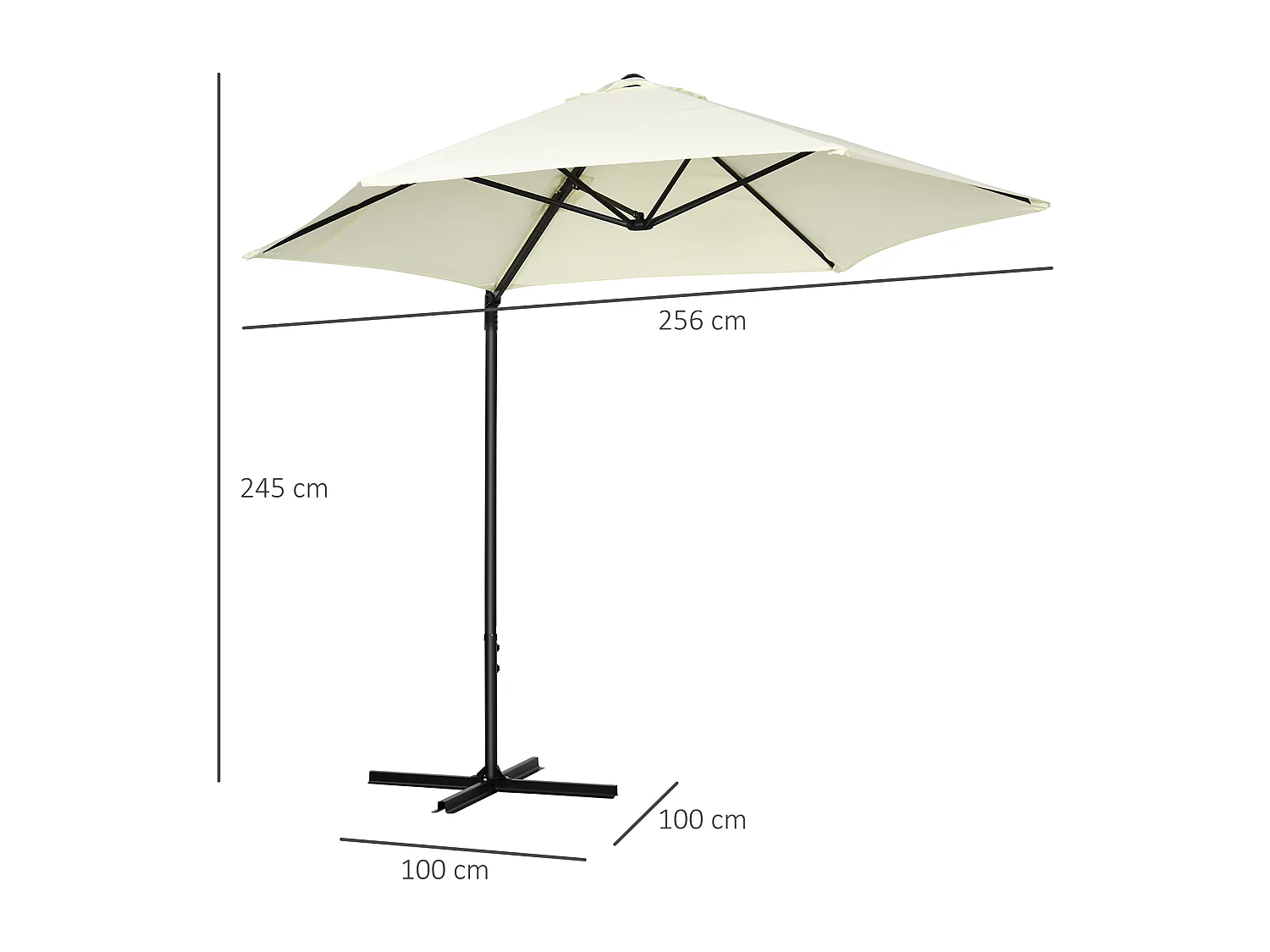 Ombrellone da giardino 2.6x2.5m girevole con manovella beige