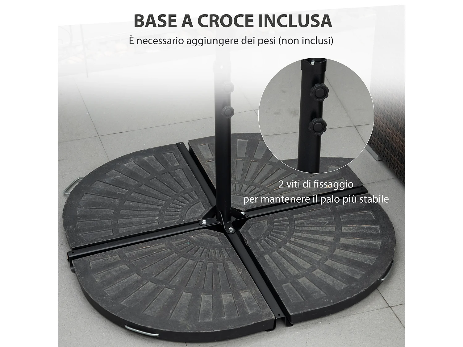 Ombrellone da giardino 2.6x2.5m girevole con manovella beige