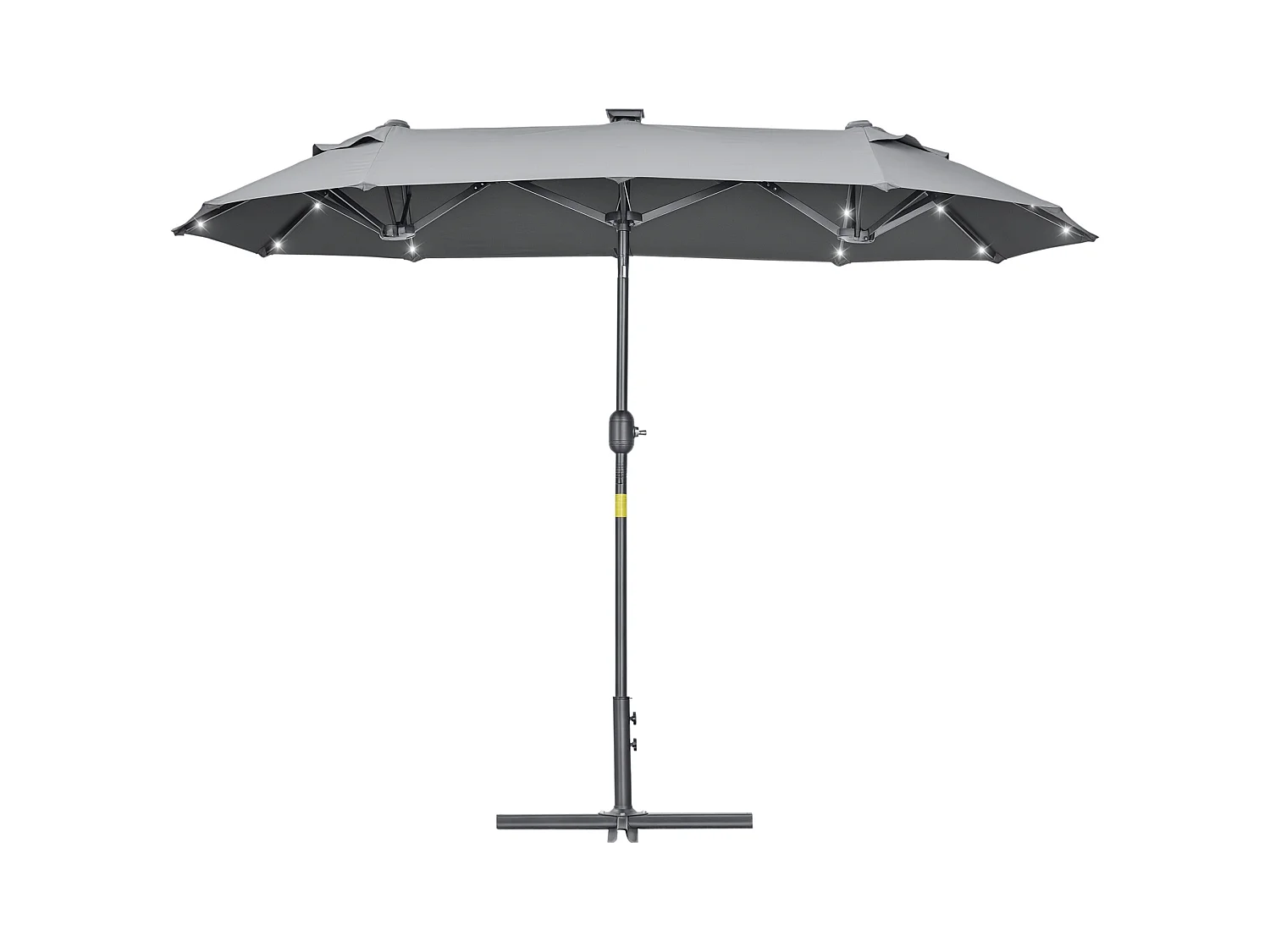Ombrellone doppio con luci solari 295x150x219cm grigio