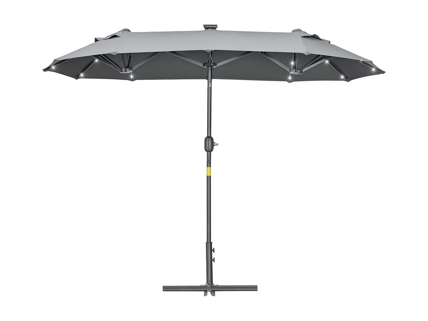 Ombrellone doppio con luci solari 295x150x219cm grigio