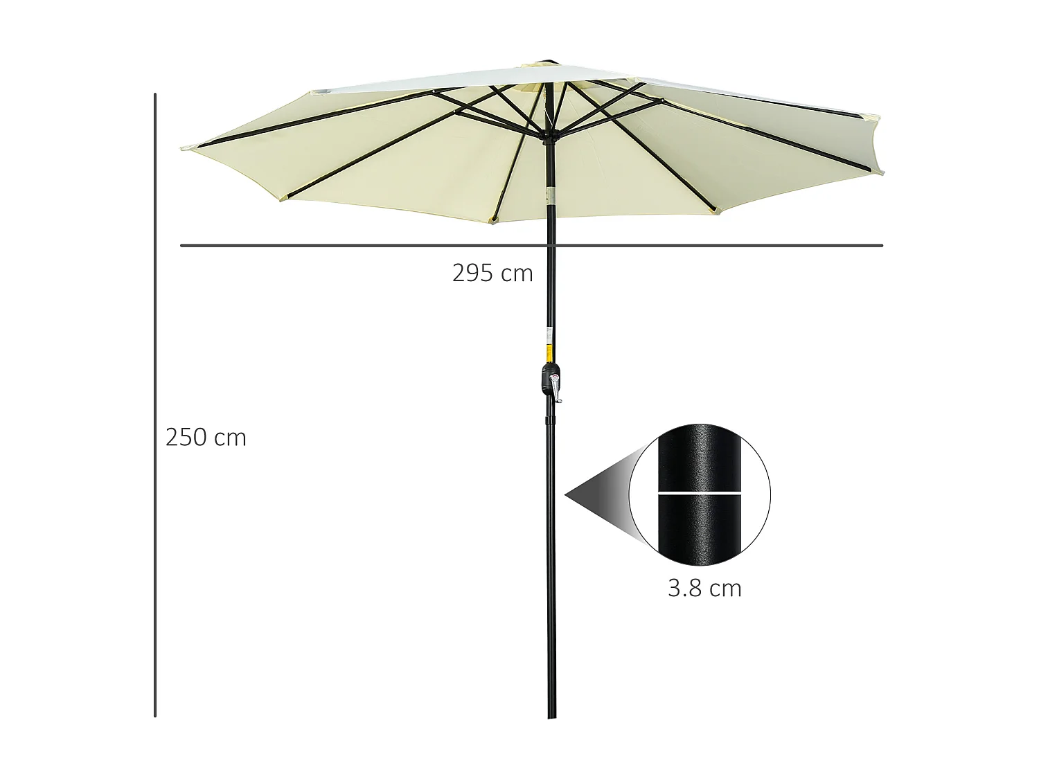 Ombrellone da giardino inclinabile con manovella ø3x2.5 m beige