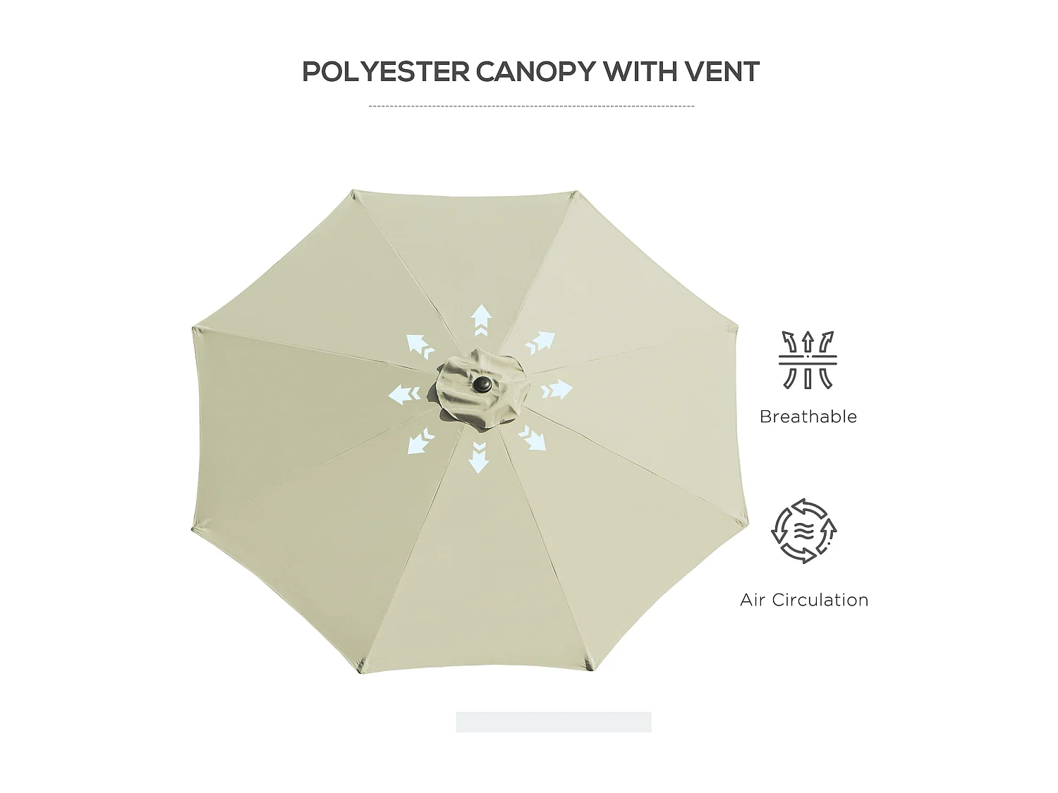 Ombrellone da giardino inclinabile con manovella ø3x2.5 m beige