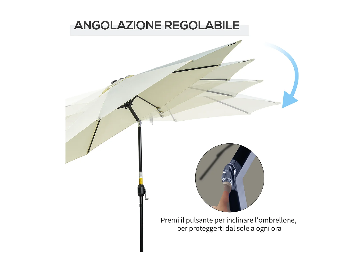 Ombrellone da giardino inclinabile con manovella ø3x2.5 m beige