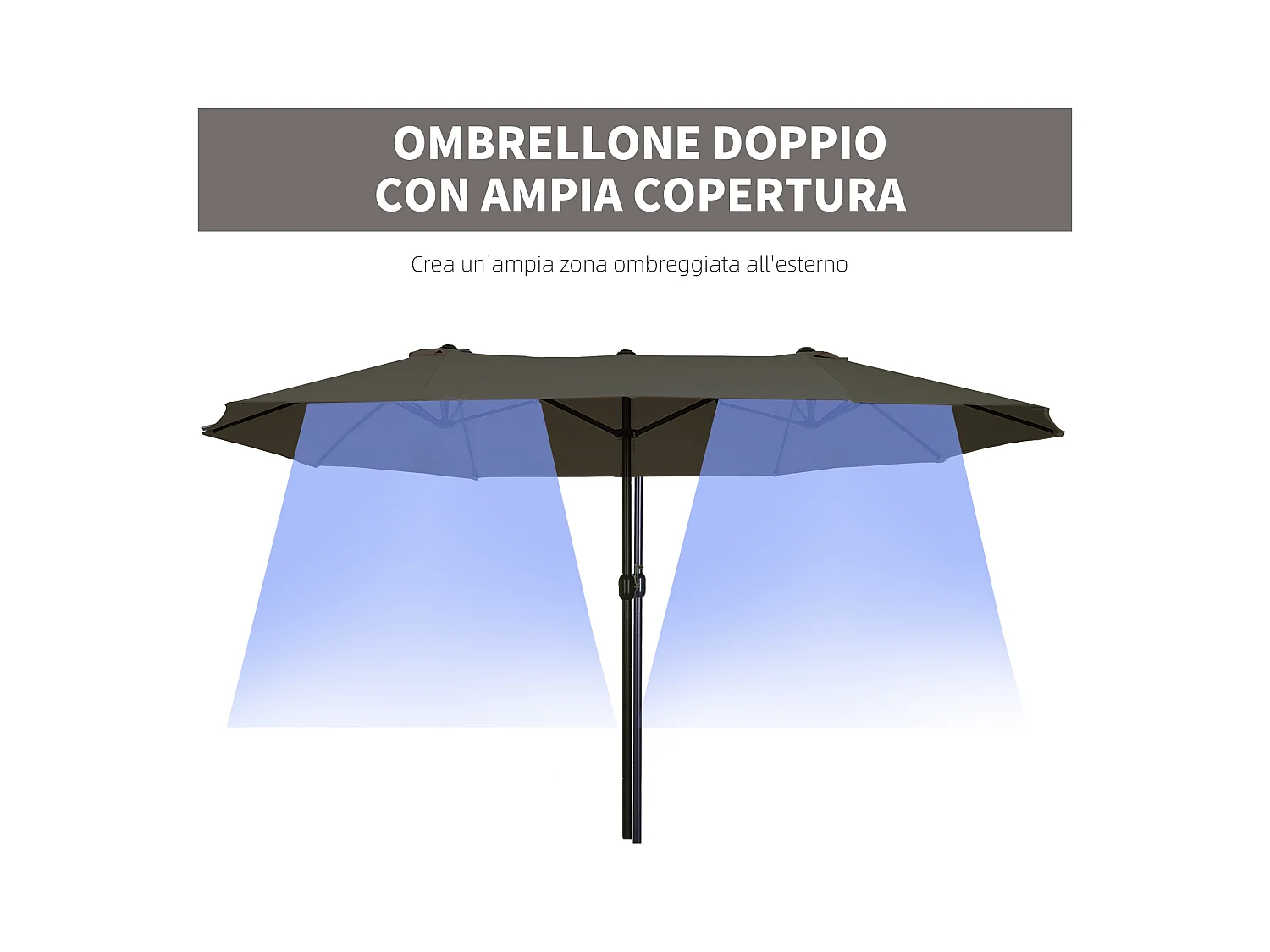 Ombrellone parasole da esterno tessuto poliestere acciaio grigio