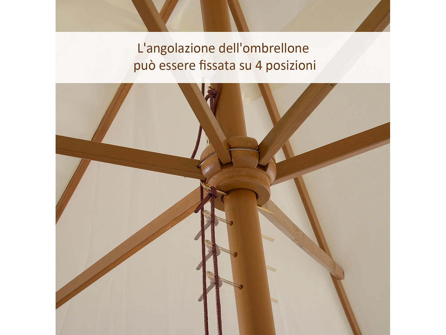 Ombrellone da giardino in legno e poliestere 2x3m beige