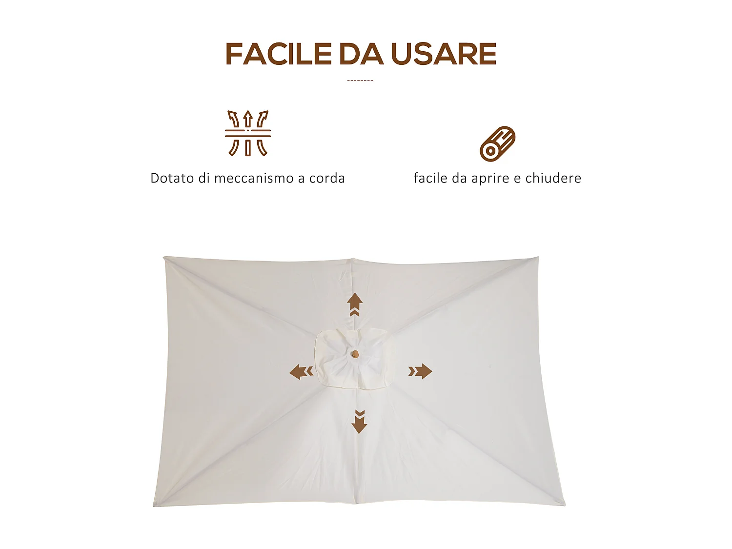 Ombrellone da giardino in legno e poliestere 2x3m beige