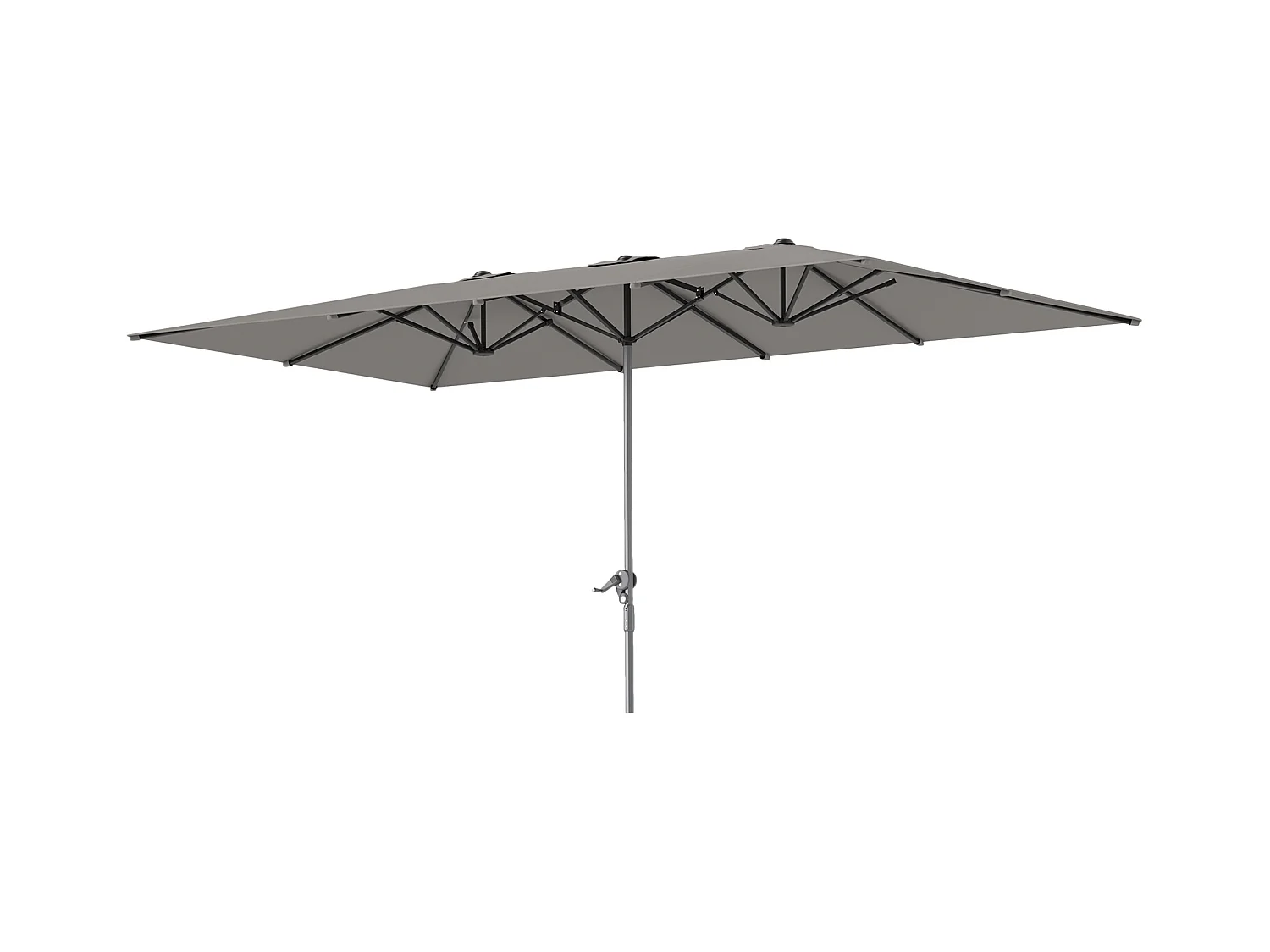 Ombrellone doppio da giardino a manovella 4.5x2.6 m grigio