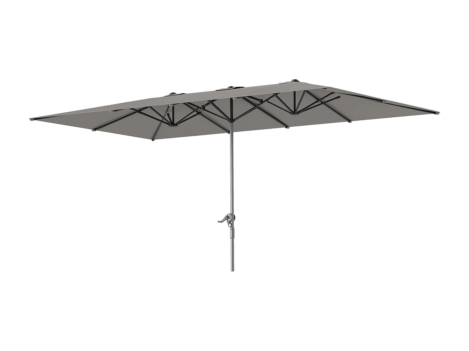 Ombrellone doppio da giardino a manovella 4.5x2.6 m grigio