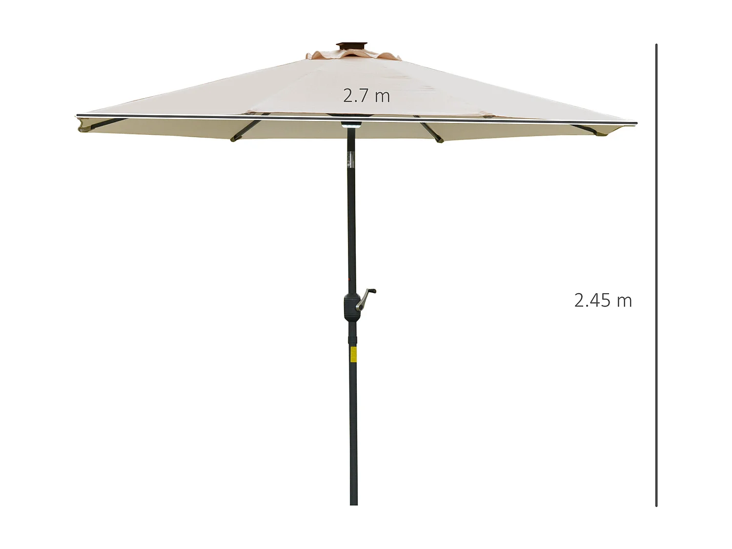 Ombrellone da giardino φ270 x 245acm con manovella e luci led