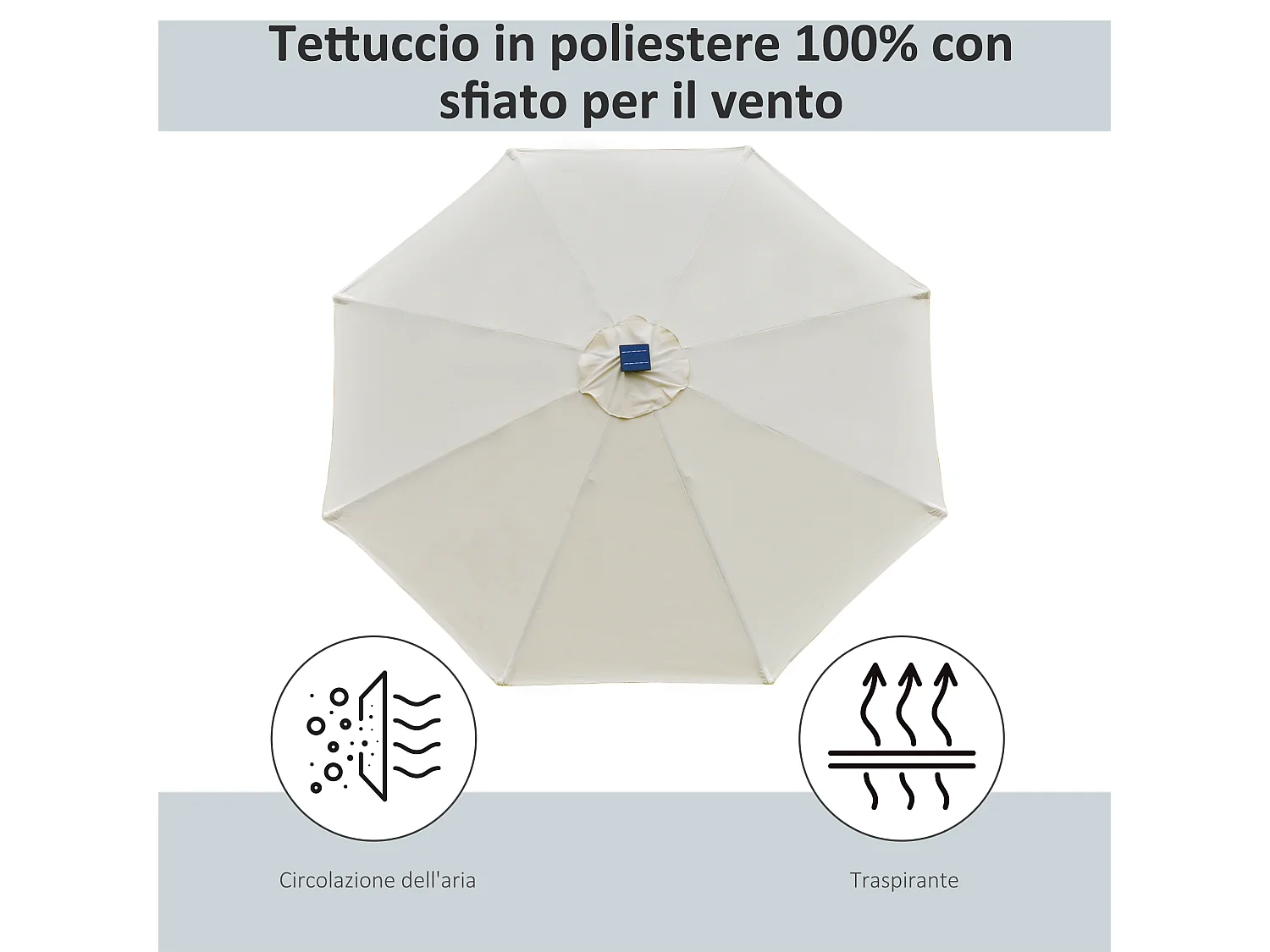 Ombrellone da giardino φ270 x 245acm con manovella e luci led