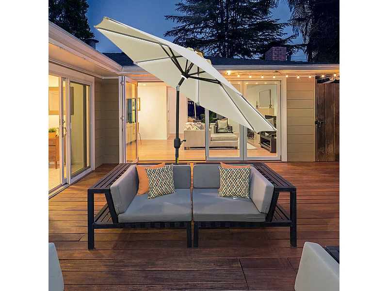 Ombrellone da giardino φ270 x 245acm con manovella e luci led