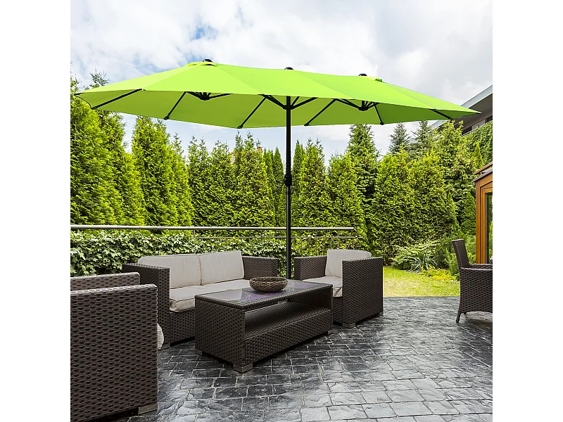 Ombrellone da giardino doppio con apertura a manovella verde