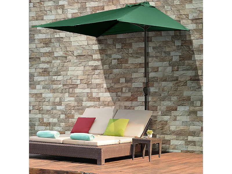 Ombrellone mezzaluna da parete con apertura a manovella verde