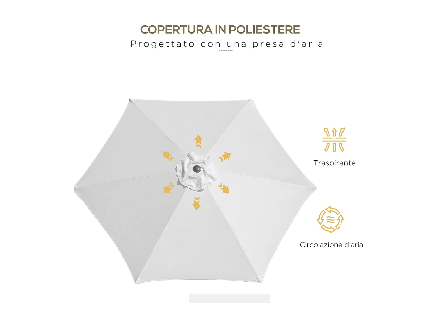 Ombrellone da giardino inclinabile con manovella 2.6x2.4 m