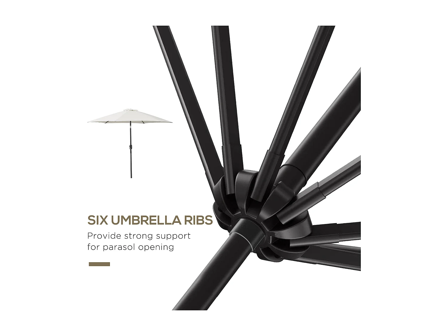 Ombrellone da giardino inclinabile con manovella 2.6x2.4 m